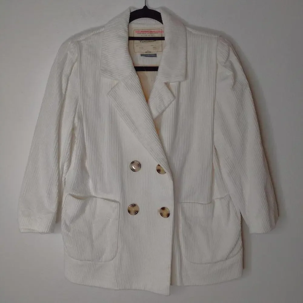NWOT Anthropologie Cartonnier Women's White/Corduroy Blazer Size XXSP